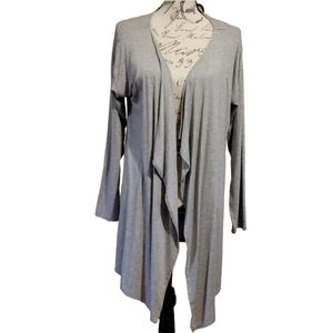 Vince Camuto Women's Gray Open  Front Waterfall Draped Cardigan